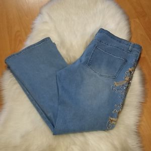 Venus Embroidered & Bling Flare Leg 👖 Jean
